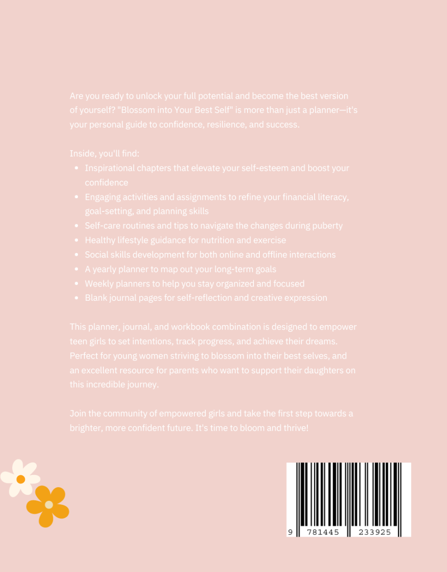 Teen girl self-care and goal-setting planner for success