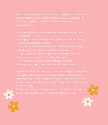 Teen girl growth and self-care planner for success